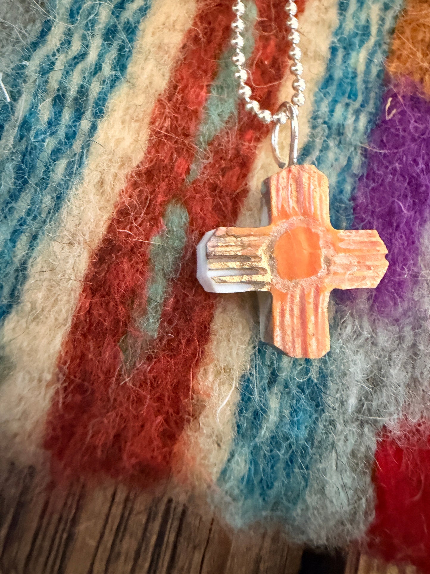 Hand Carved Spice Cross Pendant