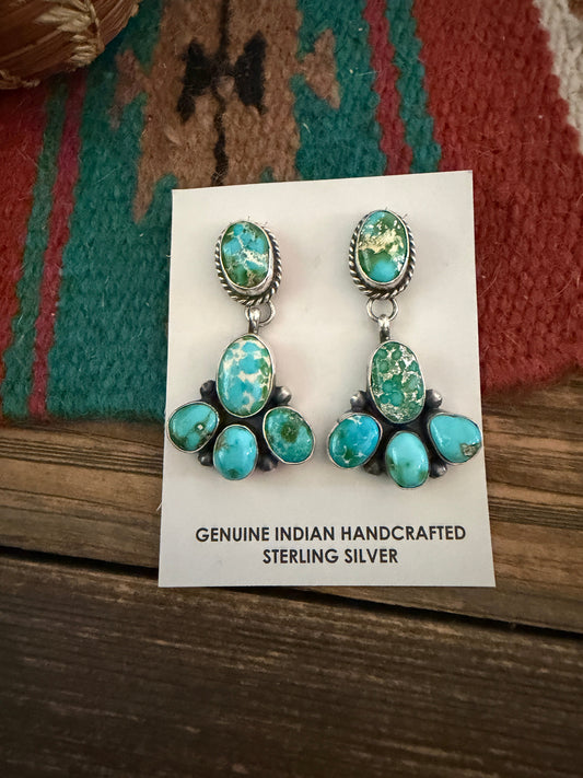 Handcrafted Sonoran Mountain Turquoise & Sterling Silver Dangle Earrings by Debra Smith
