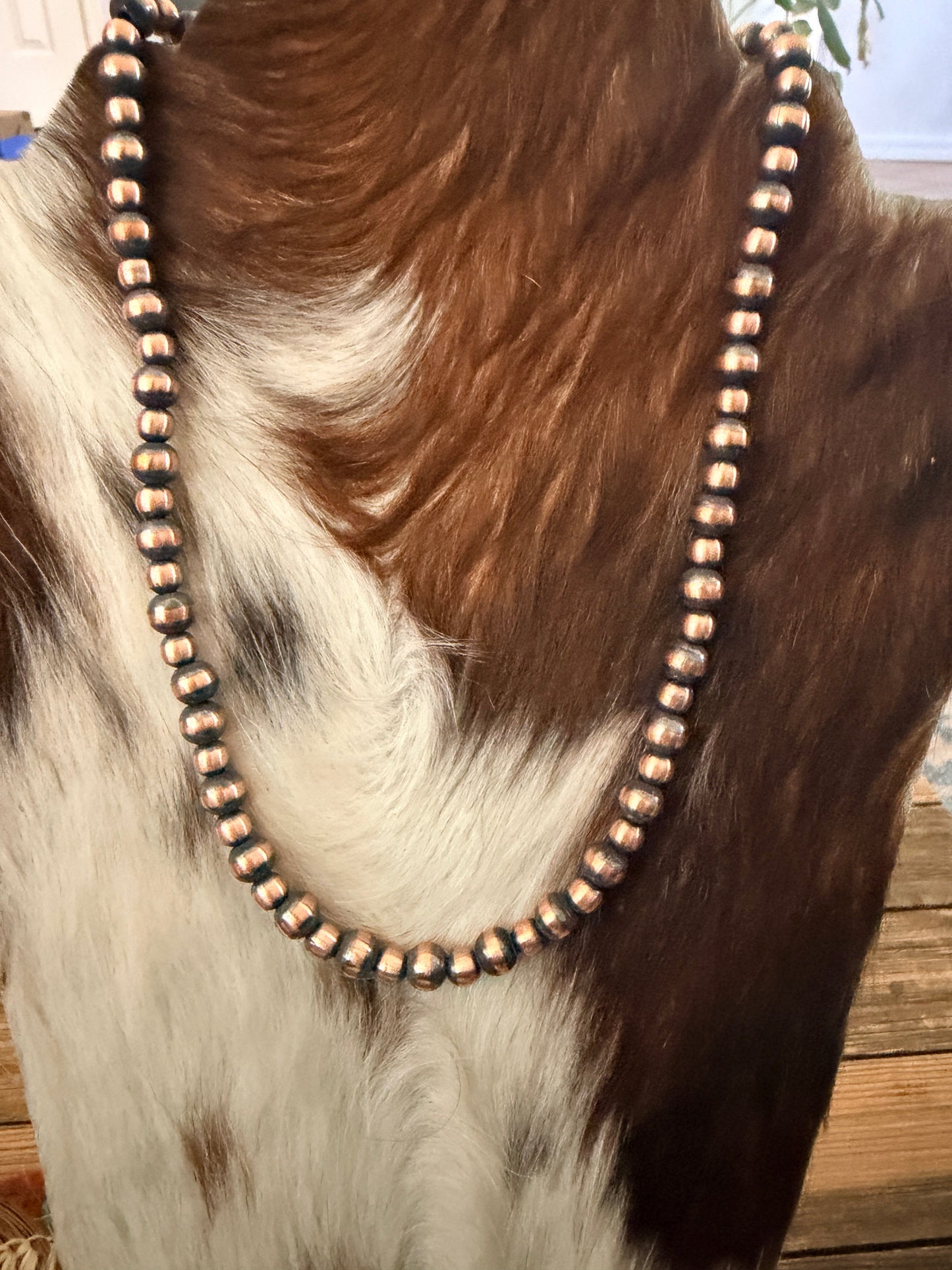 Handcrafted 6-8mm Copper Beaded Necklace