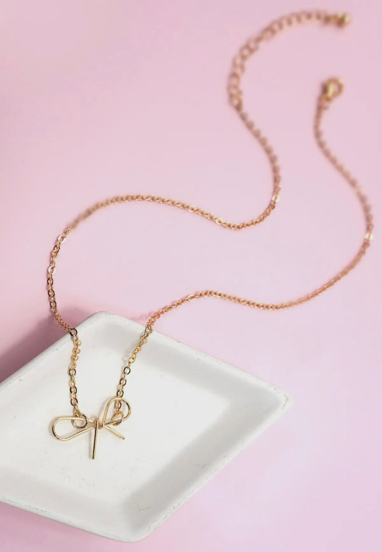 “The Golden Collection”  BOW NECKLACE Handmade 18k Gold Plated Necklace