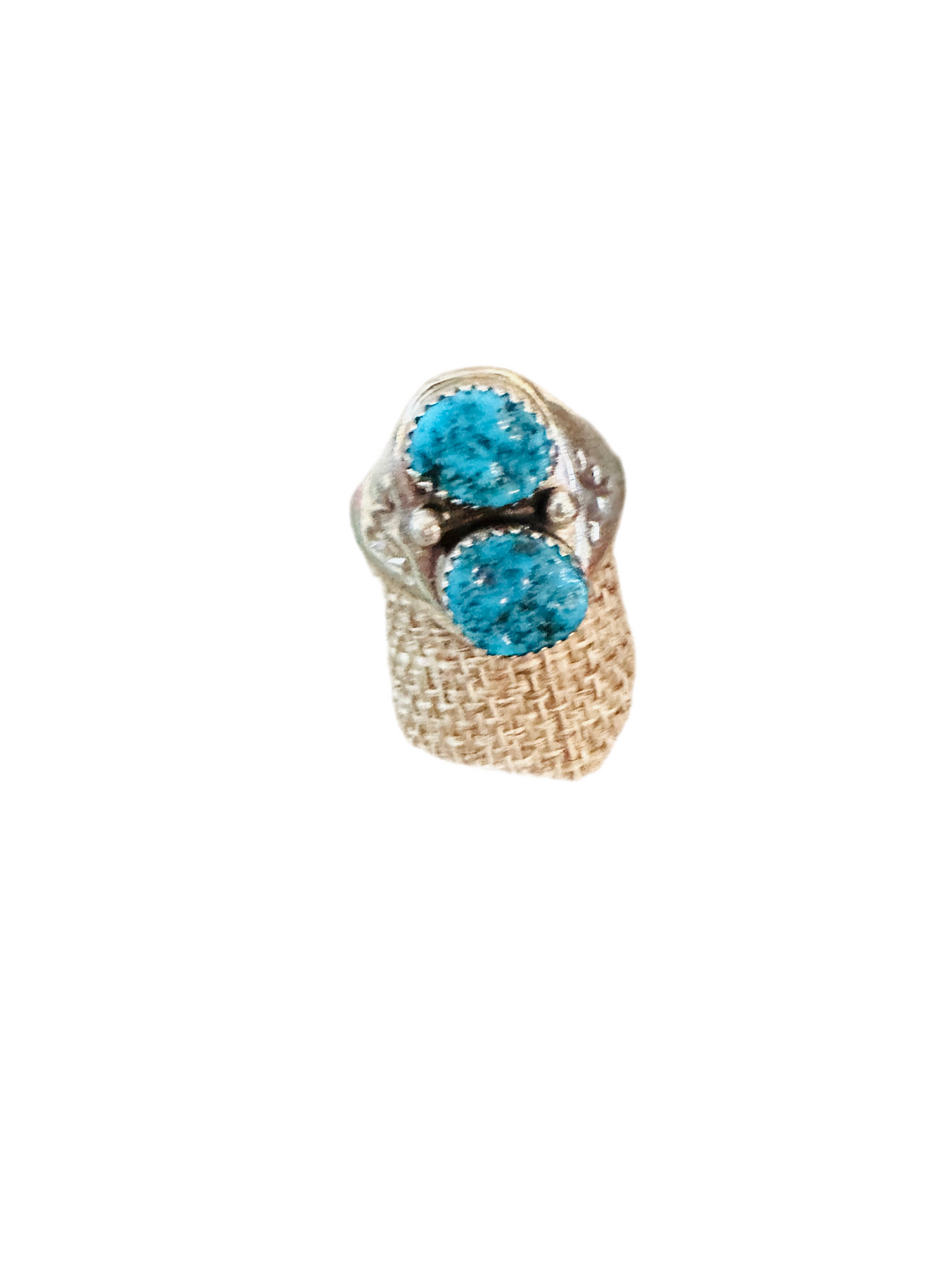 Handcrafted Turquoise & Sterling Silver Cigar Band Ring Size 10