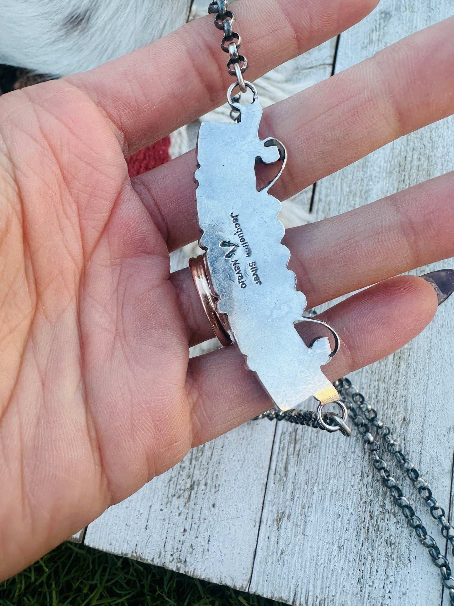 Handcrafted Turquoise & Sterling Silver Bar Necklace by Jacqueline Silver