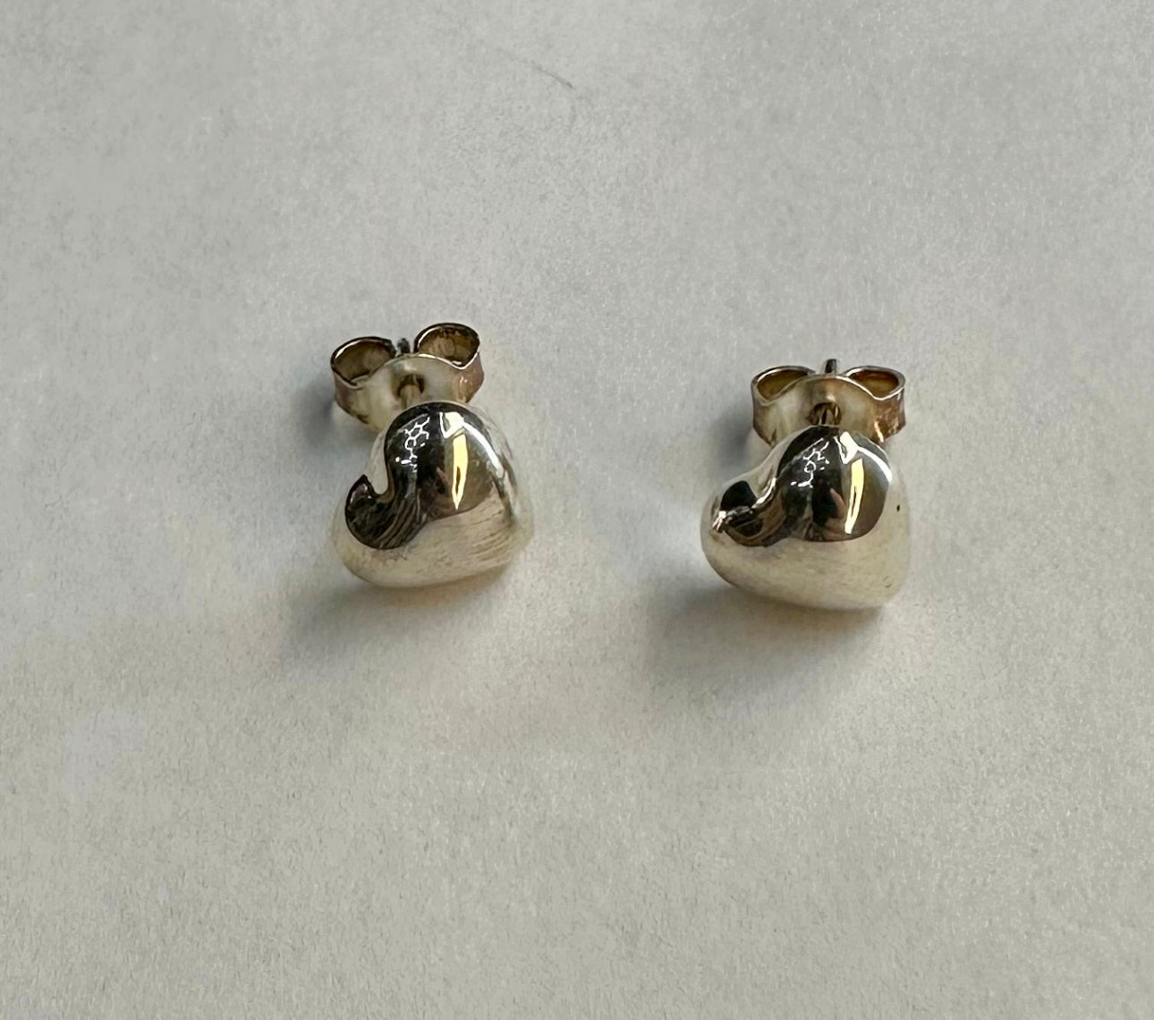 Puffed Heart Stud Sterling Silver Earrings