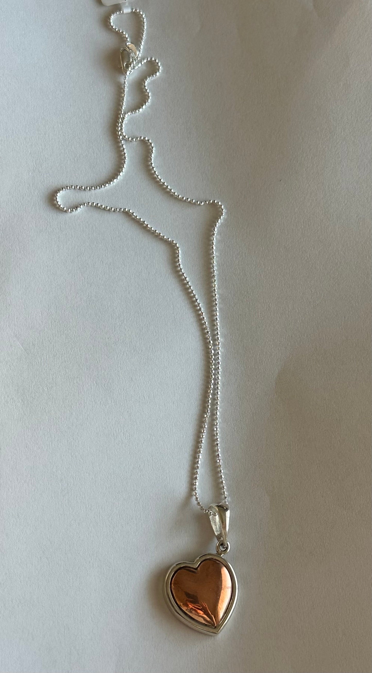 Copper Heart with Sterling Silver frame Necklace