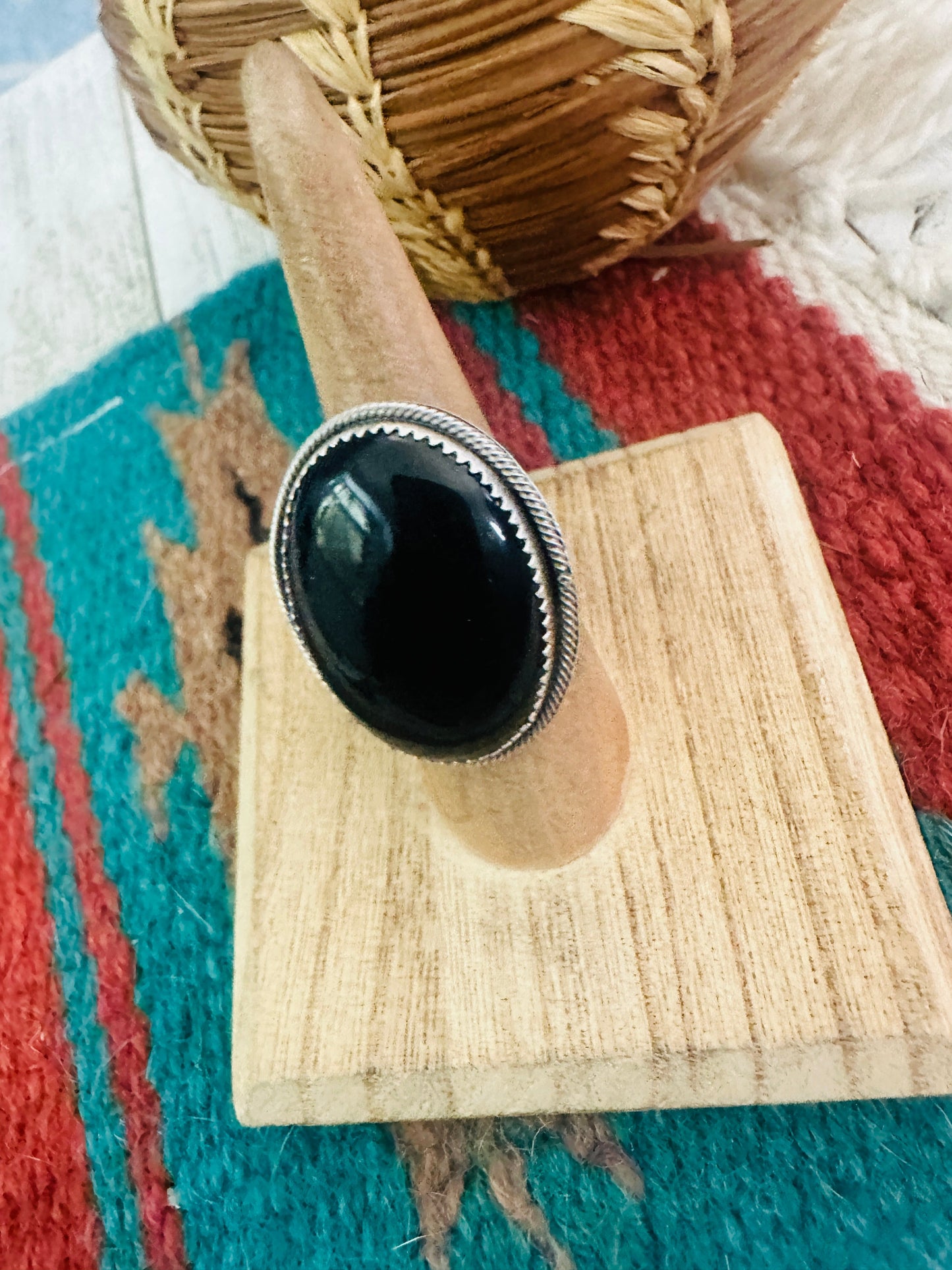 Handcrafted Black Onyx & Sterling Silver Ring