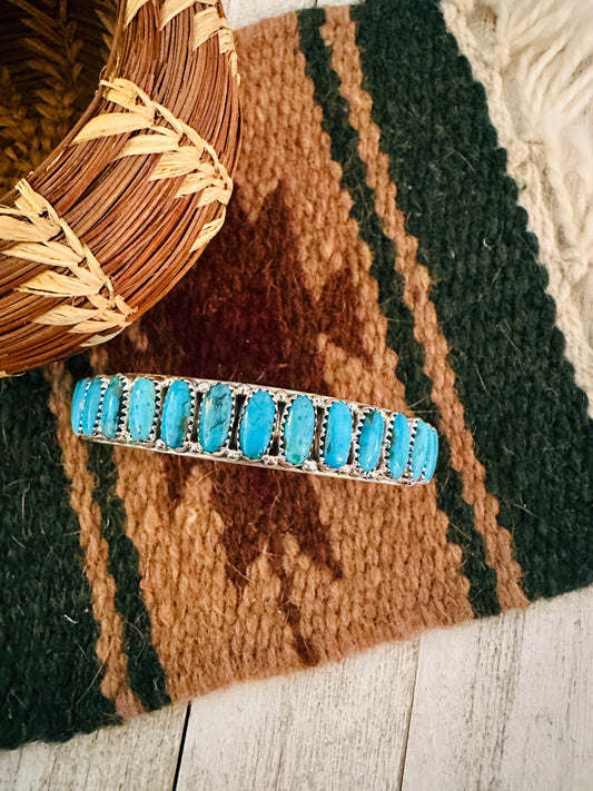 Kingman Turquoise & Sterling Silver Cuff Bracelet /