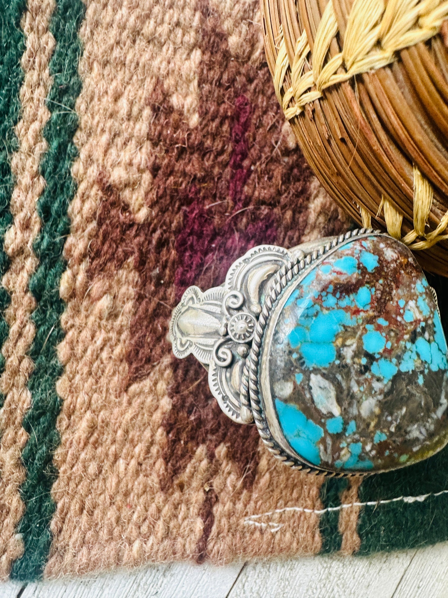 Handcrafted Sterling Silver & Bisbee Turquoise Cuff Bracelet