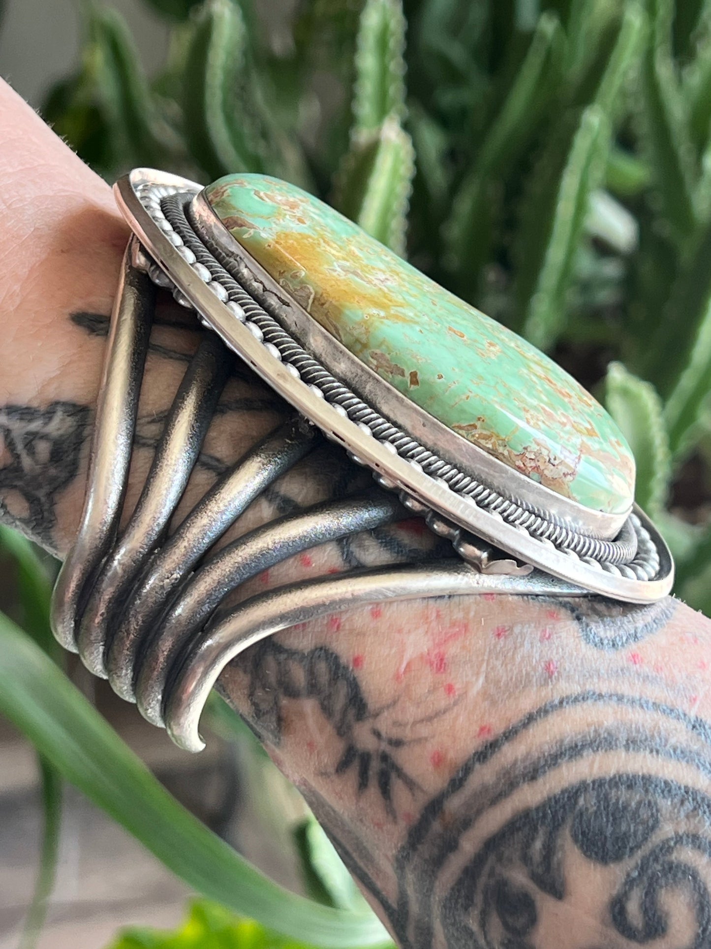 Old Pawn Sterling Silver & Royston Turquoise Cuff Bracelet by Readda Begay /
