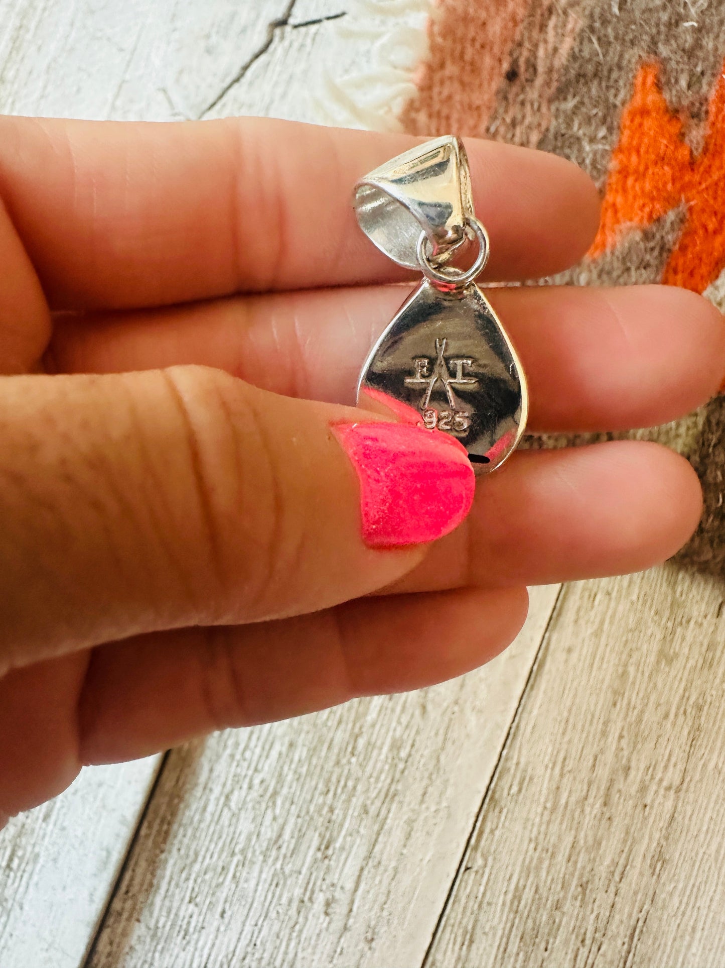 Handcrafted Multi Stone & Sterling Silver Inlay Teardrop Pendant