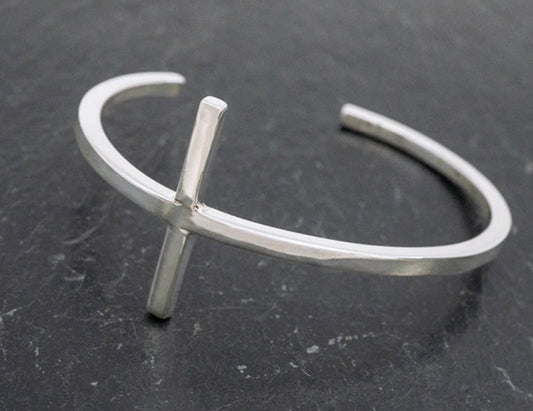 Cross Cuff Sterling Silver Bracelet