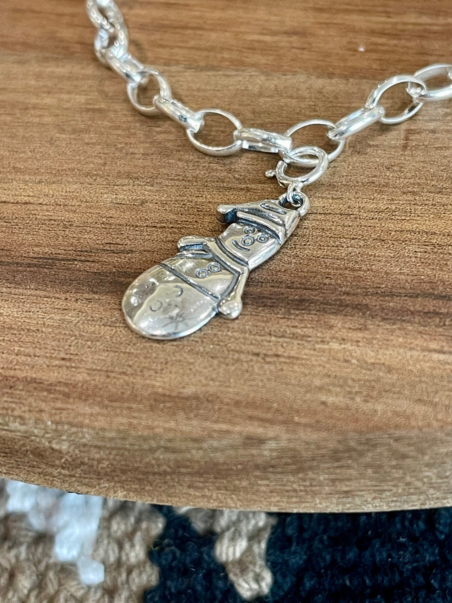 Handcrafted Sterling Silver CHRISTMAS SNOWMAN Charm