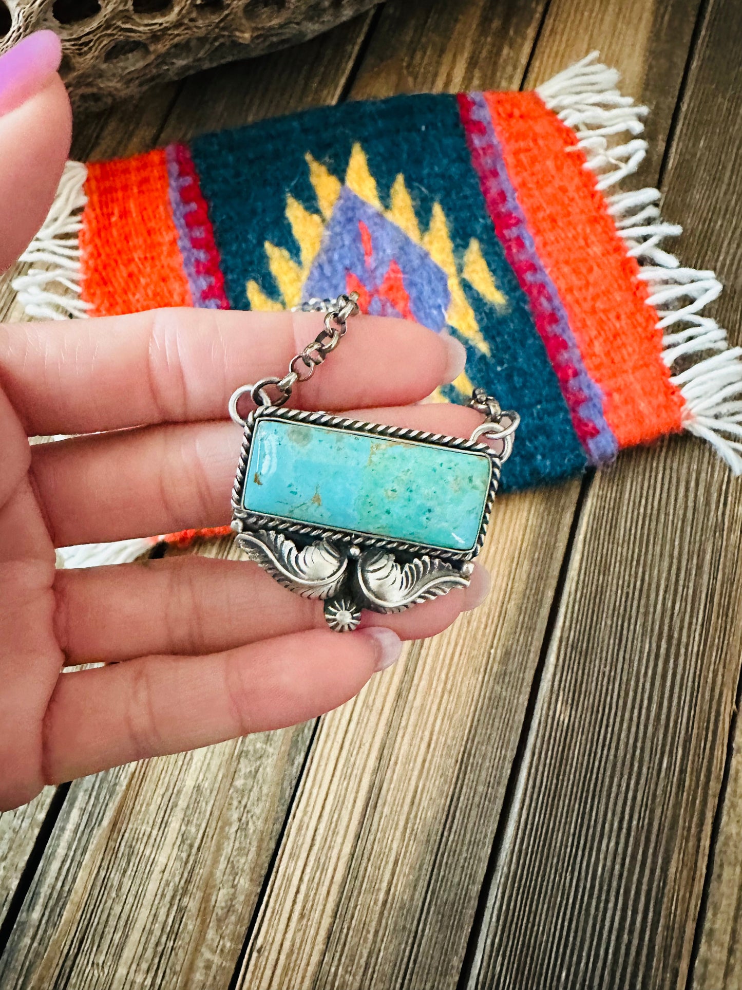 Navajo Sterling Silver & Royston Turquoise Necklace