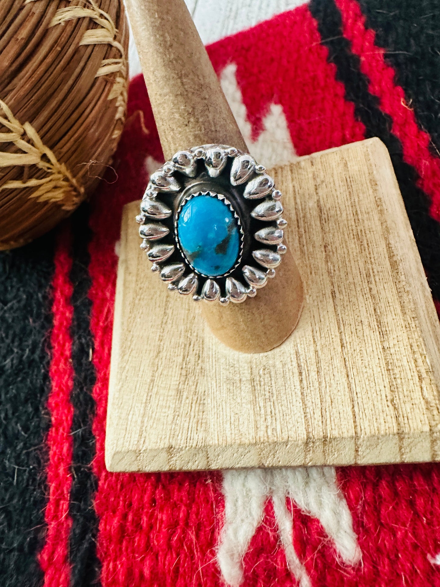 Handcrafted Sterling Silver & Turquoise Adjustable Ring
