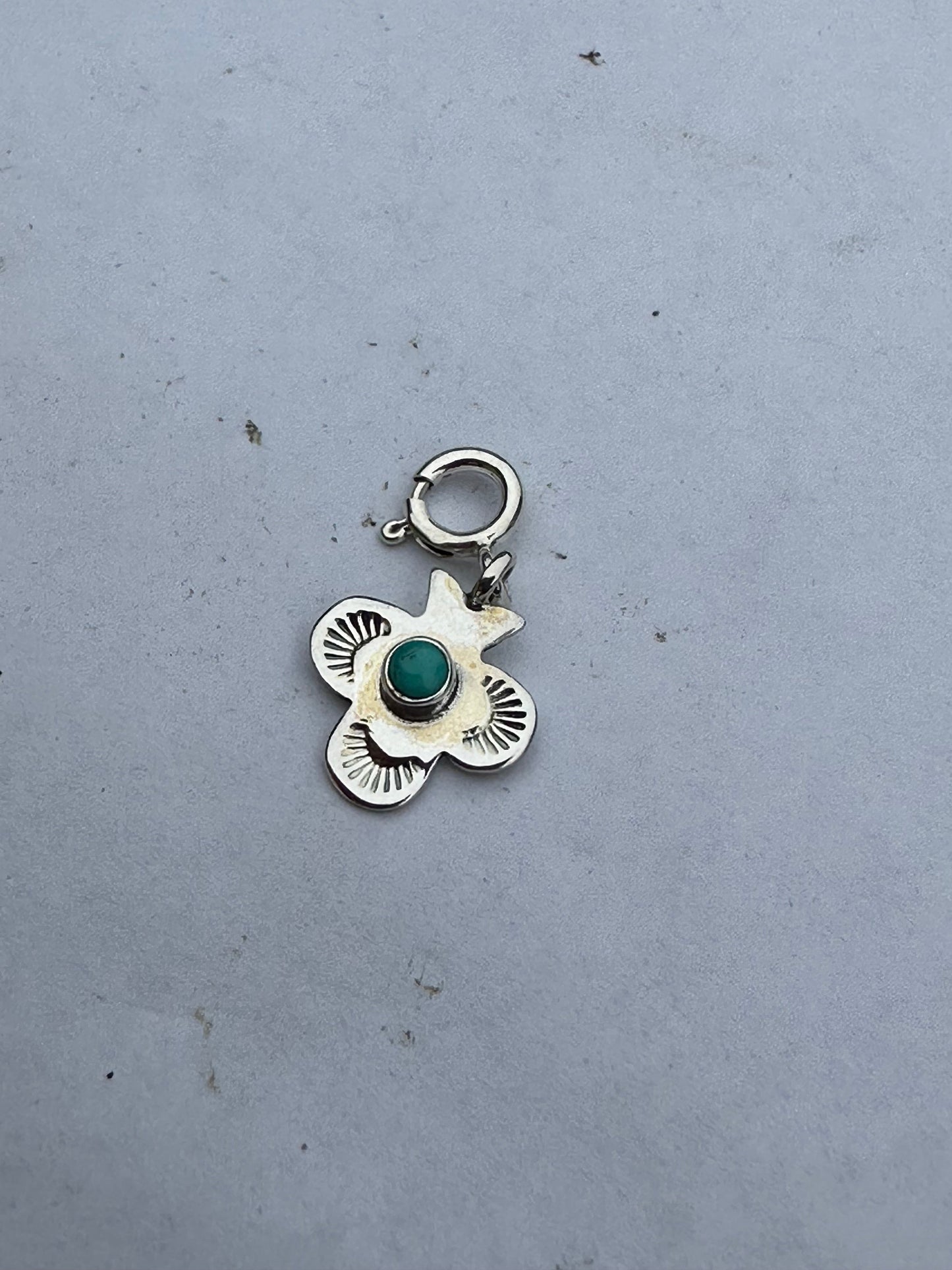 Handmade Sterling Silver and Turquoise Mini Cross Charm