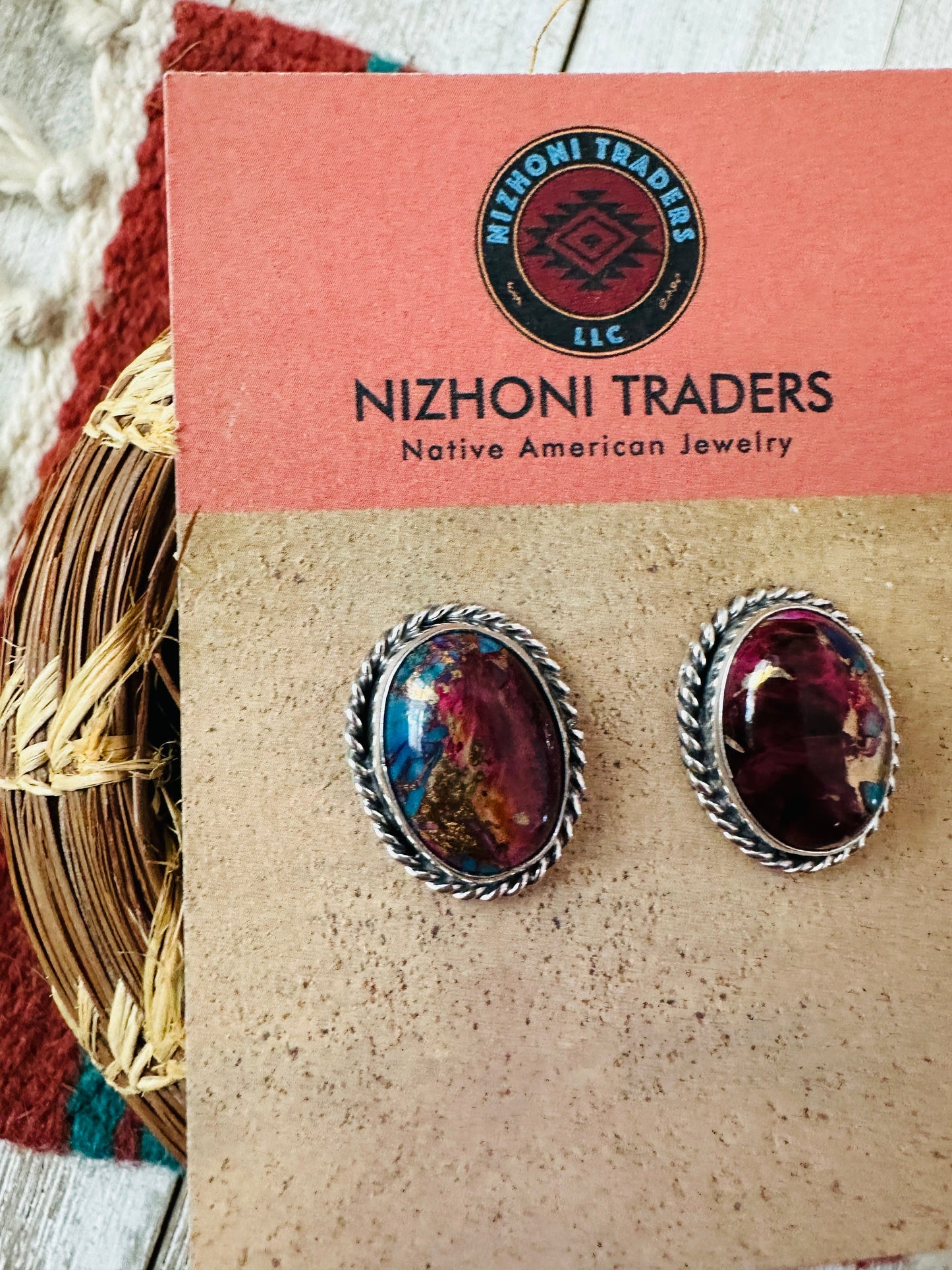 Handcrafted Pink Dream Mojave and Sterling Silver Post Earrings