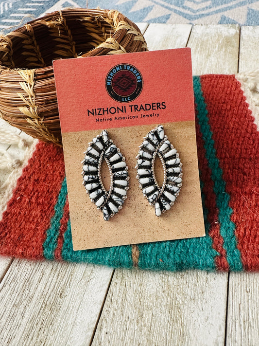Handcrafted Howlite & Sterling Silver Cluster Post Earrings