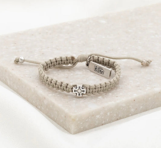 Wonderfully Made Blessed Kid’s Cross Bracelet (Tan)