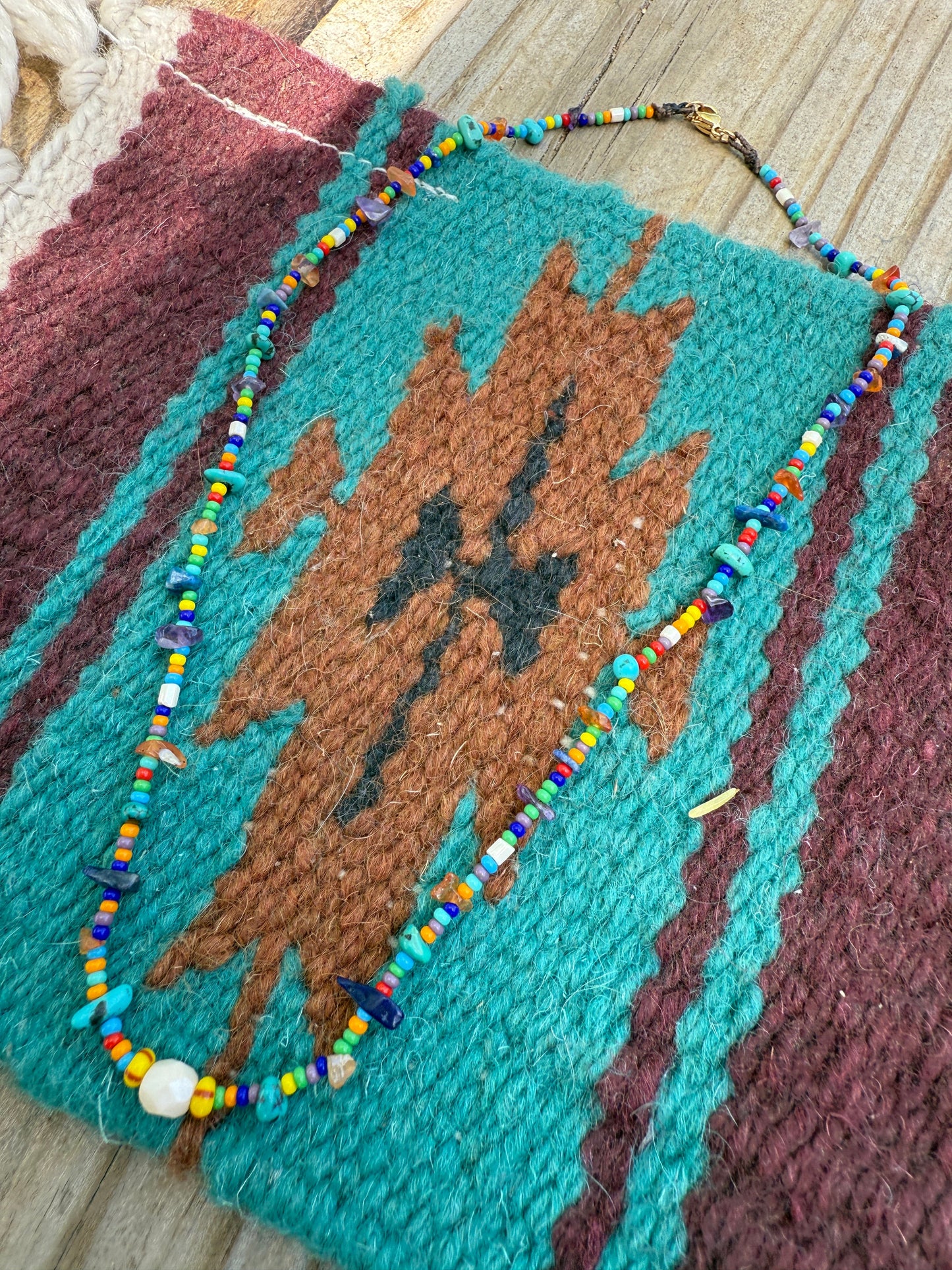 “The Golden Collection” Beaded Bliss Handmade Beaded Necklace 16” STYLE 7