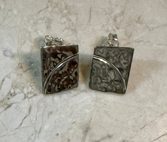 Hammered Sterling Silver Puzzle Earrings on Post