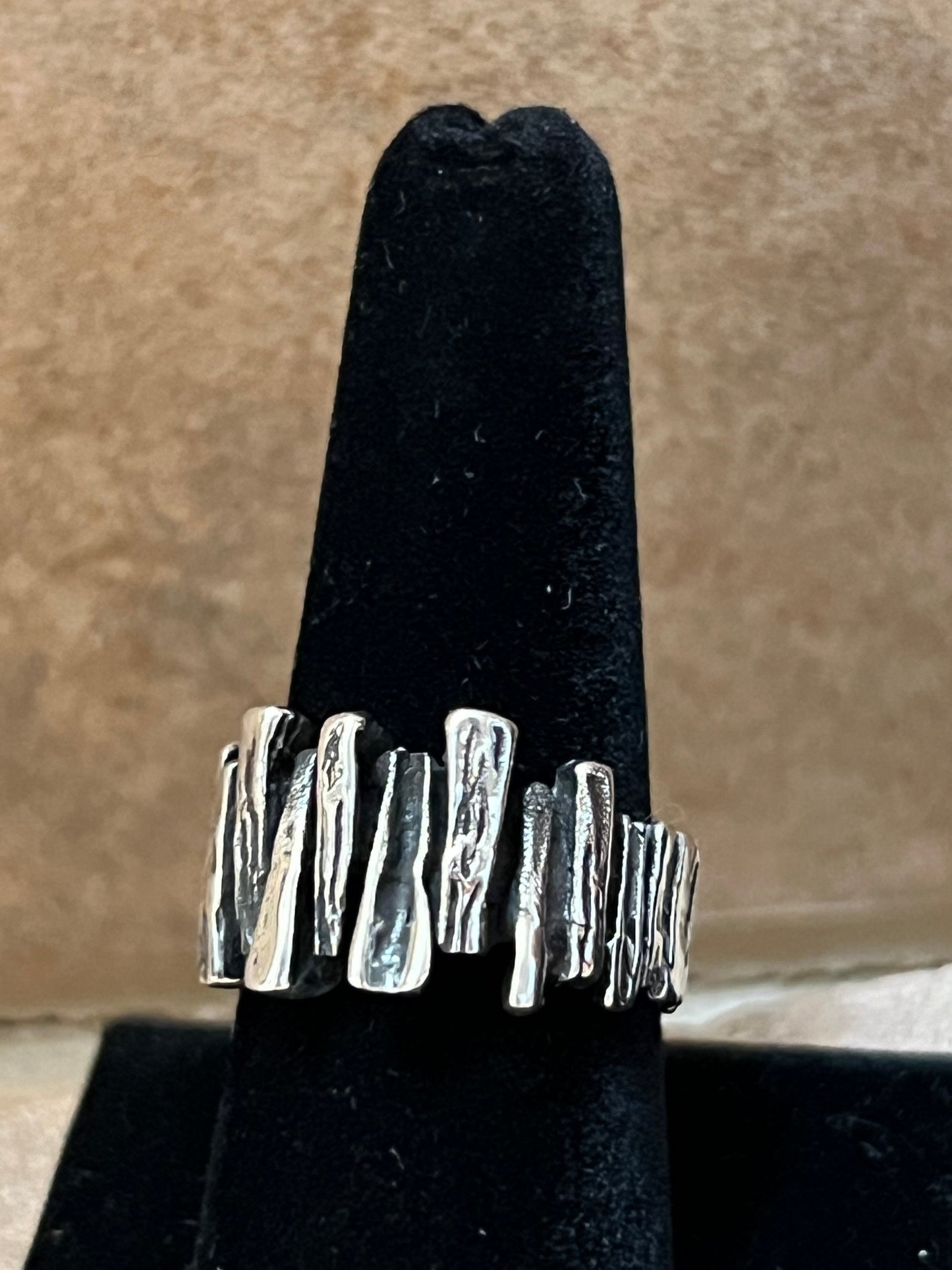 Textured Branches Sterling Silver Ring