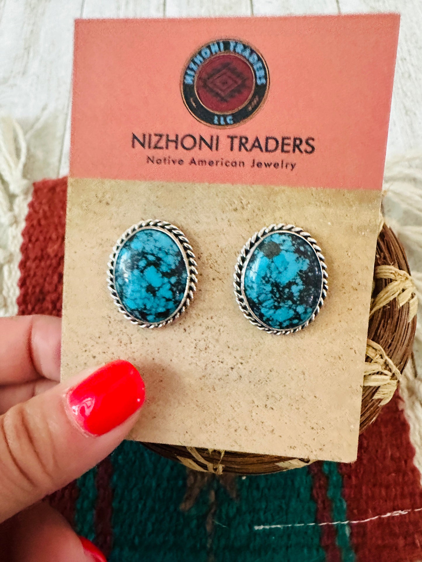 Handcrafted Turquoise & Sterling Silver Post Earrings