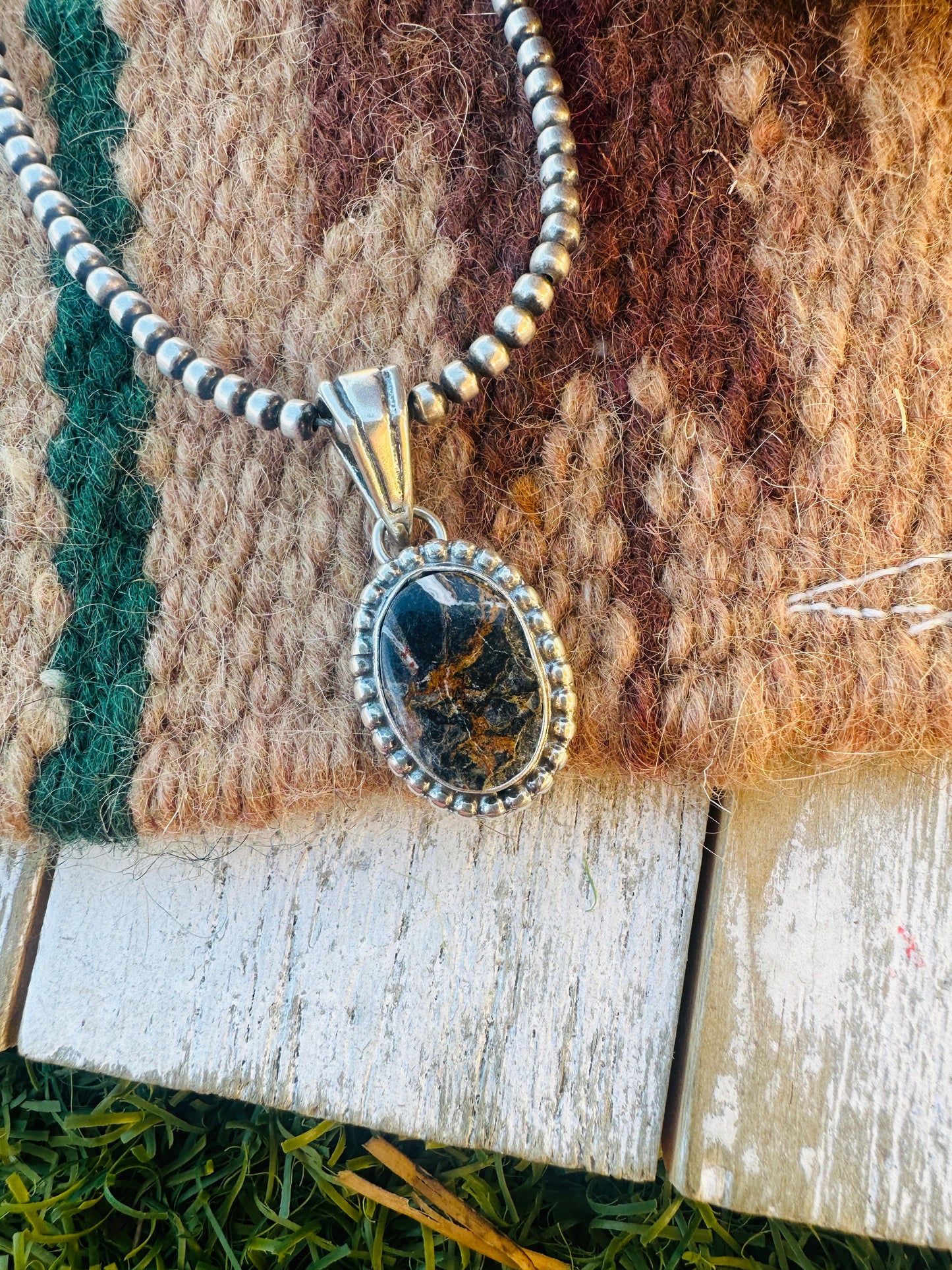 Handcrafted Sterling Silver & White Buffalo Pendant