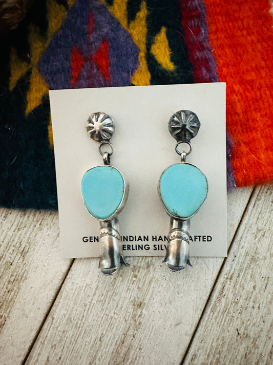 Handcrafted Turquoise & Sterling Silver Blossom Dangle Earrings by Jacqueline Silver