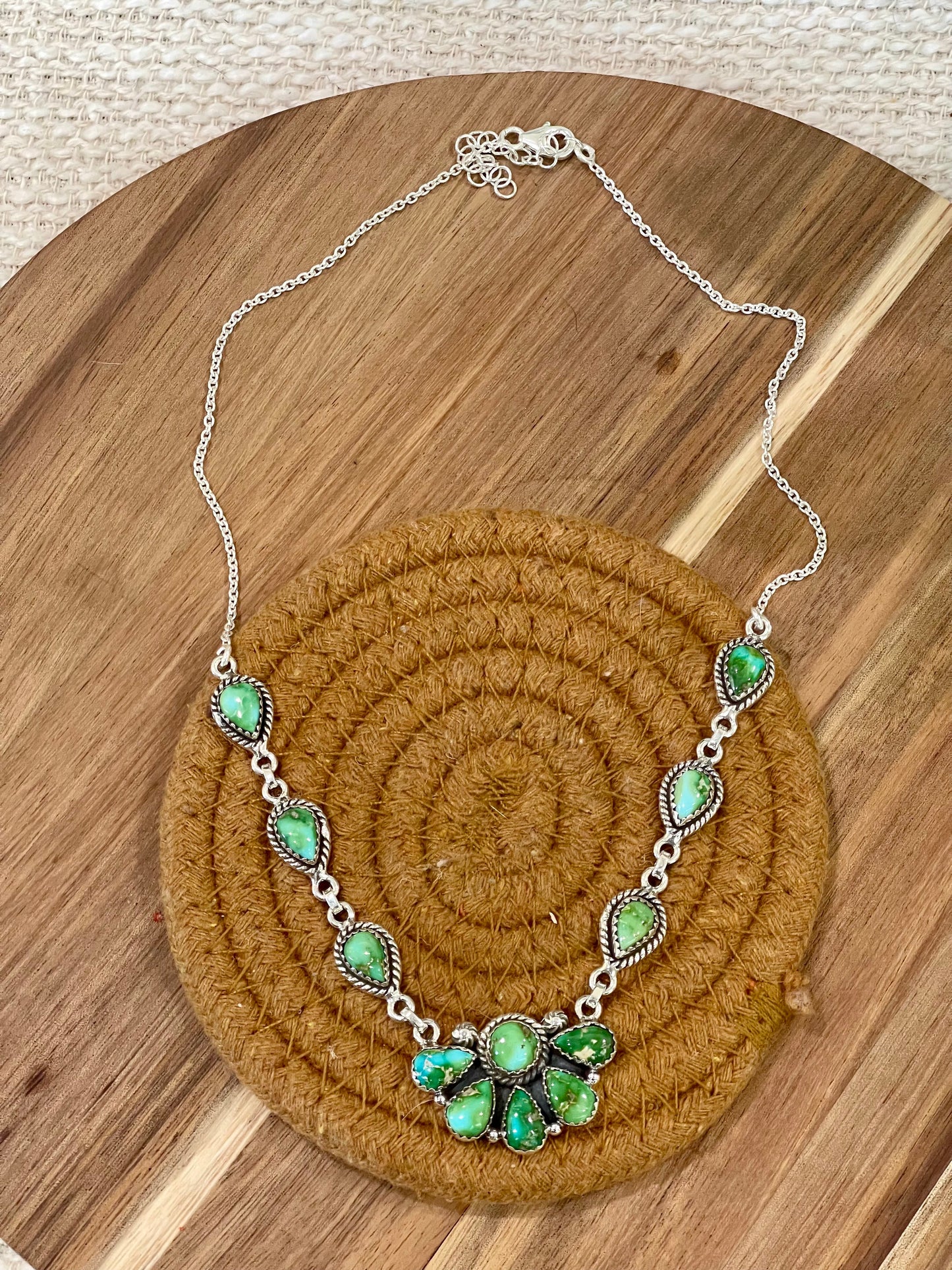 Handcrafted Sterling Silver & Sonoran Mountain Turquoise Cluster Necklace