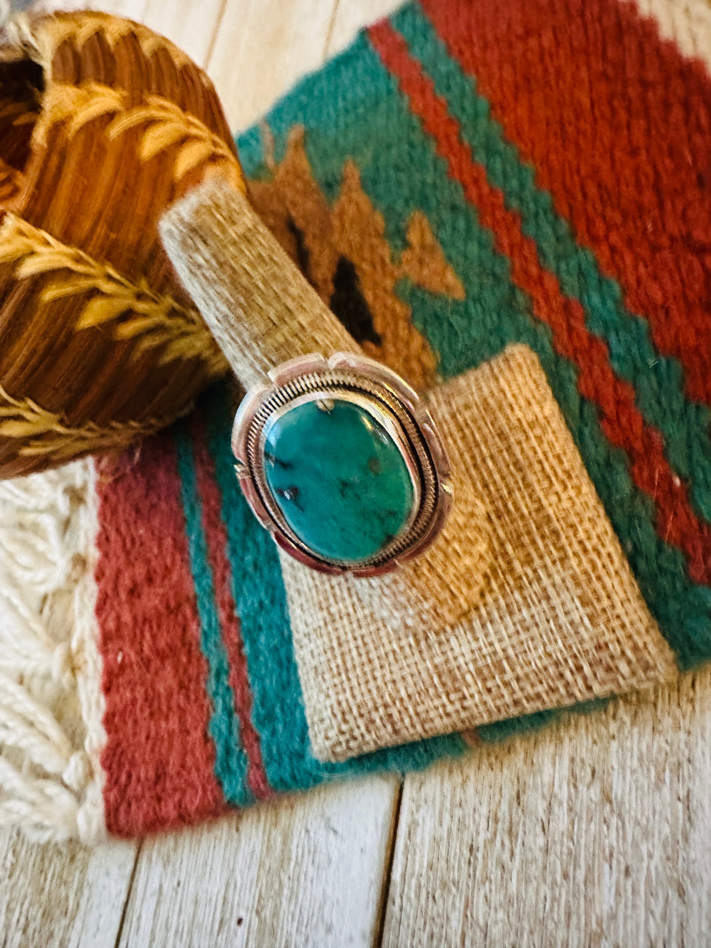 Handcrafted Turquoise & Sterling Silver Adjustable Ring