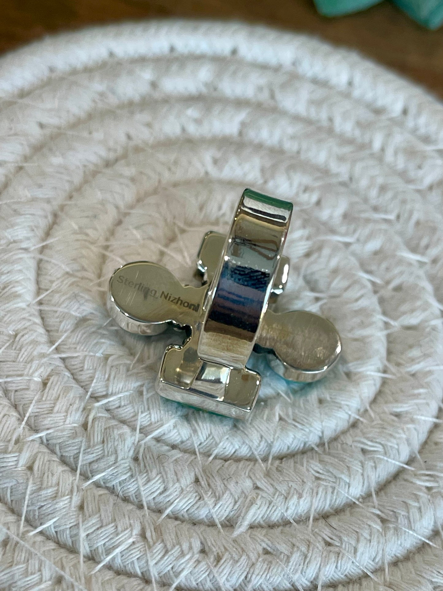 Handmade Turquoise And Sterling Silver Adjustable  Ring