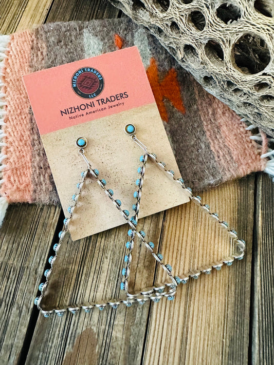 Handcrafted Sterling Silver & Turquoise Snake Eye Triangle Earrings