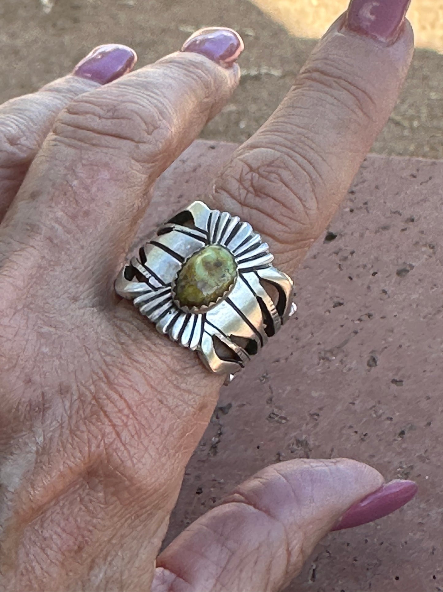 Handcrafted Russell Sam Sterling Silver & Palomino Turquoise Rings