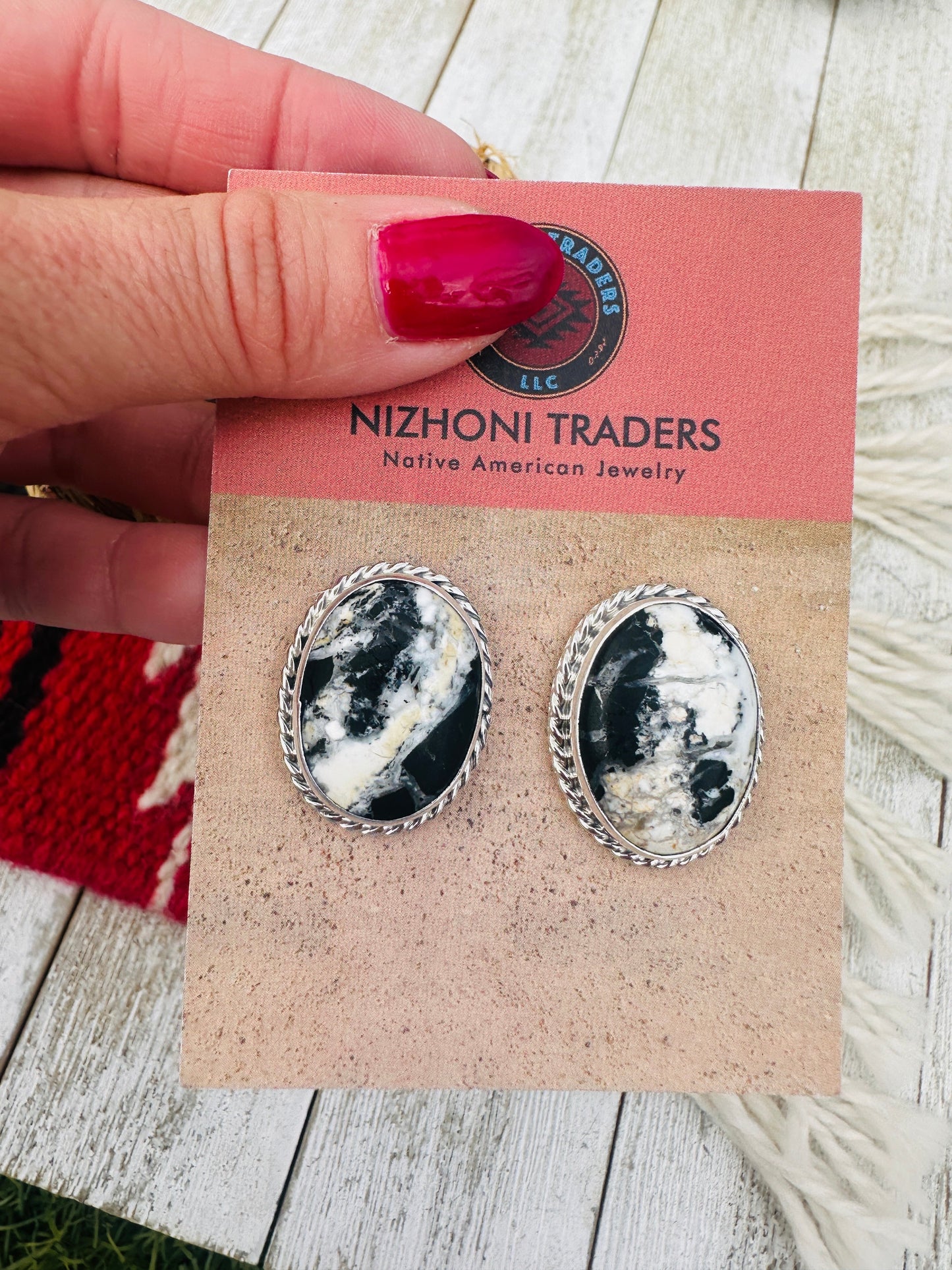 Handcrafted White Buffalo & Sterling Silver Post Earrings