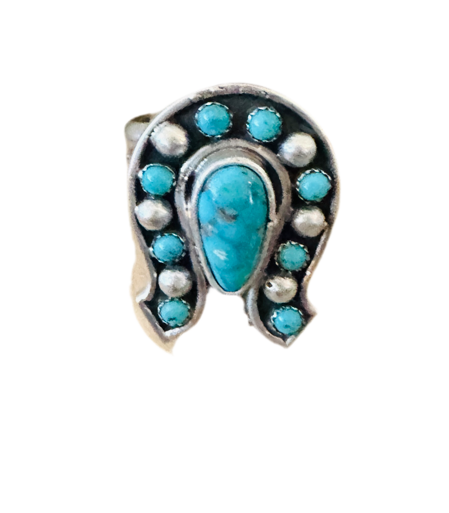 Handcrafted Sterling Silver & Turquoise Adjustable Horseshoe Ring