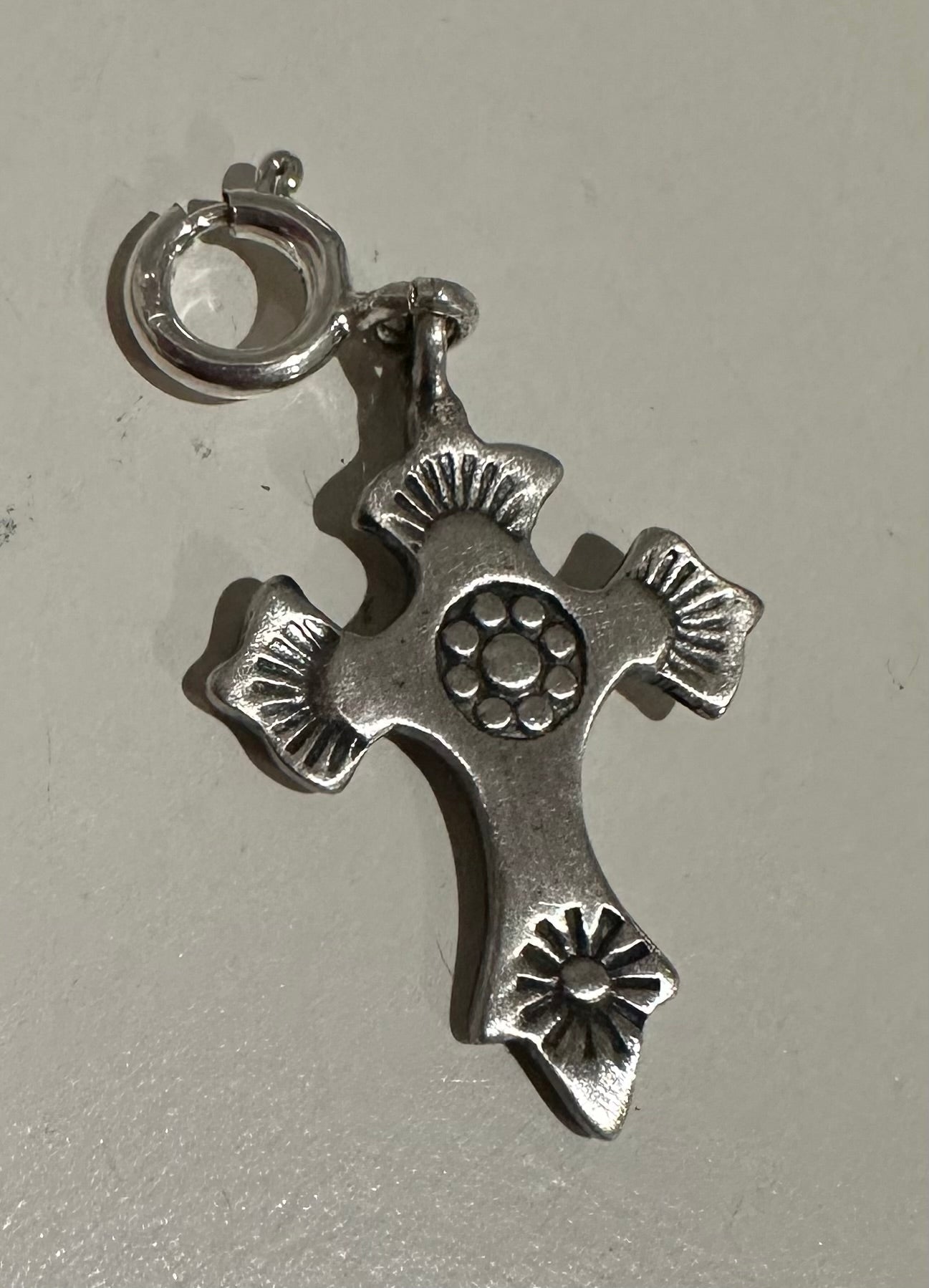 Sterling Silver Handmade Stamped Cross Charm