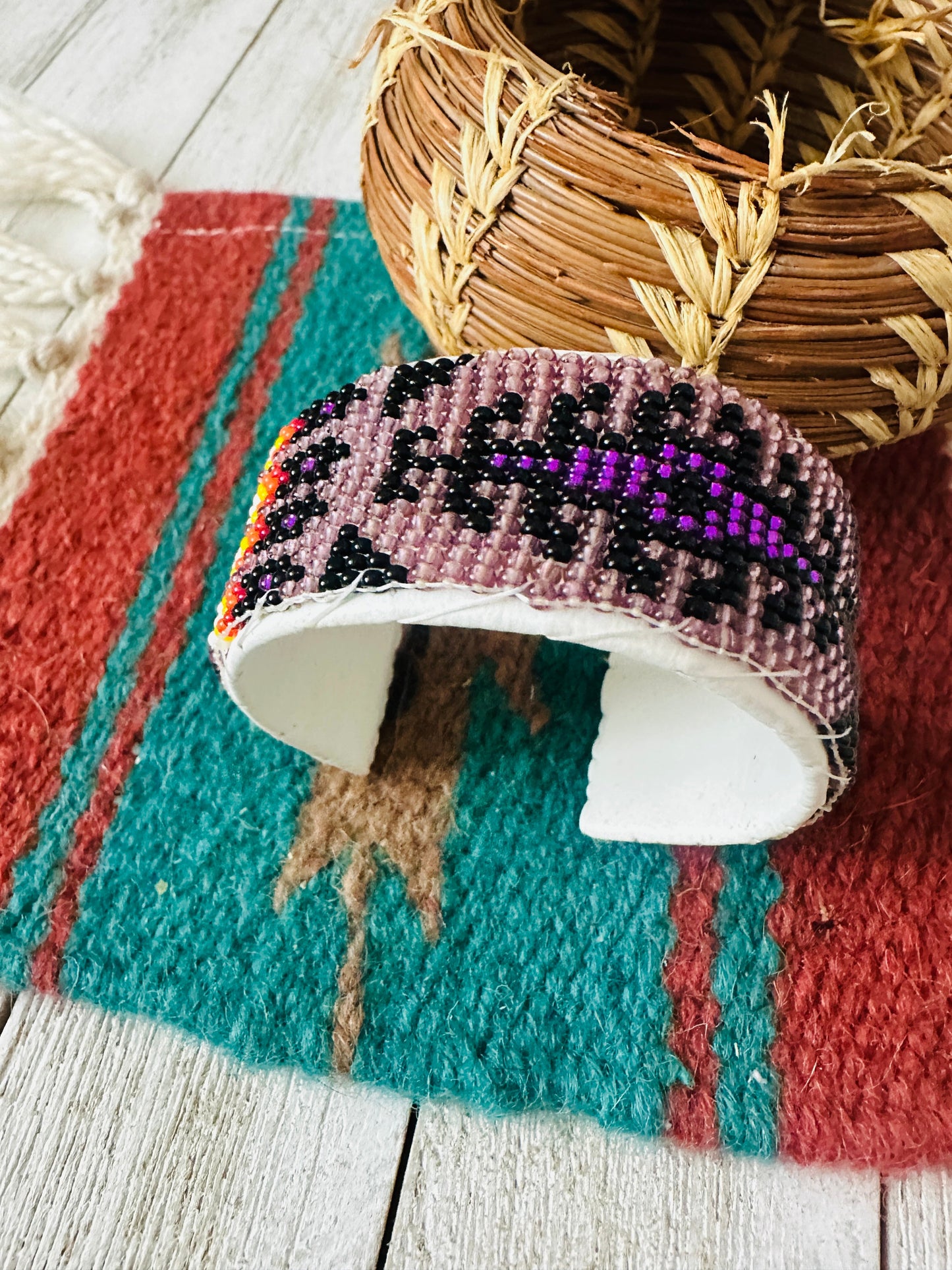 Handcrafted Made Beaded Leather Bracelet