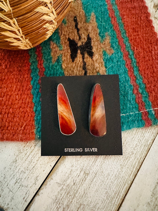 Handcrafted Jasper Sterling Silver Post Earrings Signed