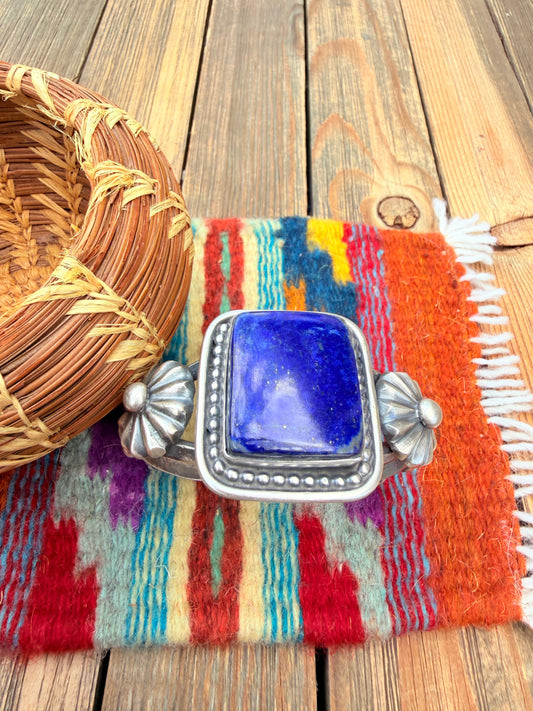 Handcrafted Sterling Silver and Lapis Cuff Bracelet by Chimney Butte