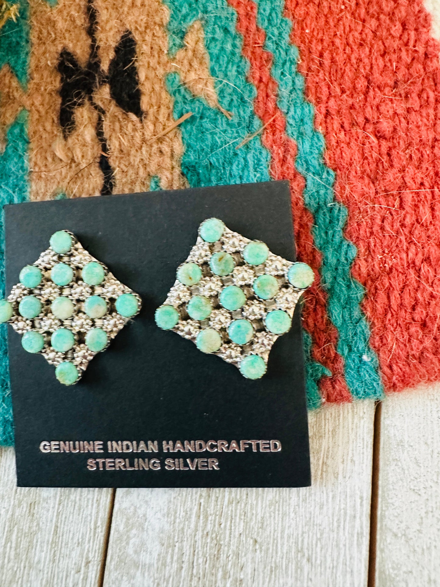 Handcrafted Sterling Silver & Turquoise Cluster Post Earrings