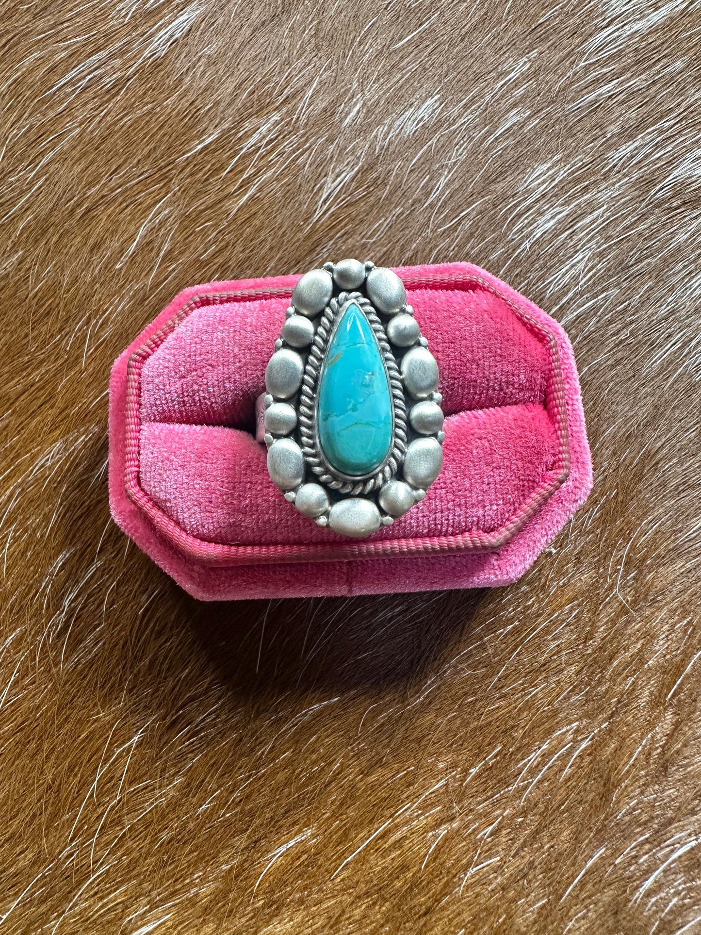 Handmade Turquoise & Sterling Silver Ball Adjustable Ring