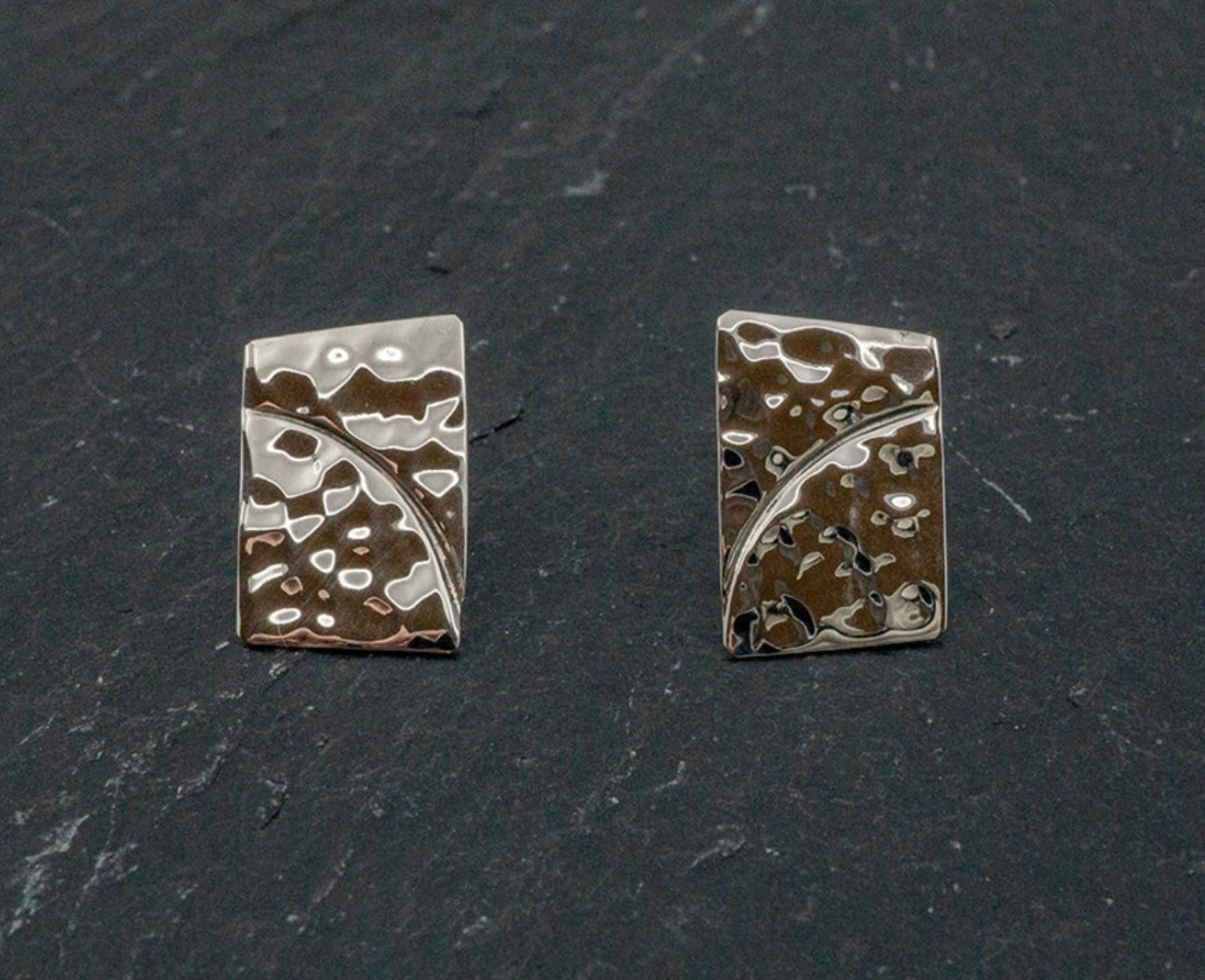 Hammered Sterling Silver Puzzle Earrings on Post