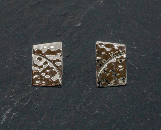 Hammered Sterling Silver Puzzle Earrings on Post