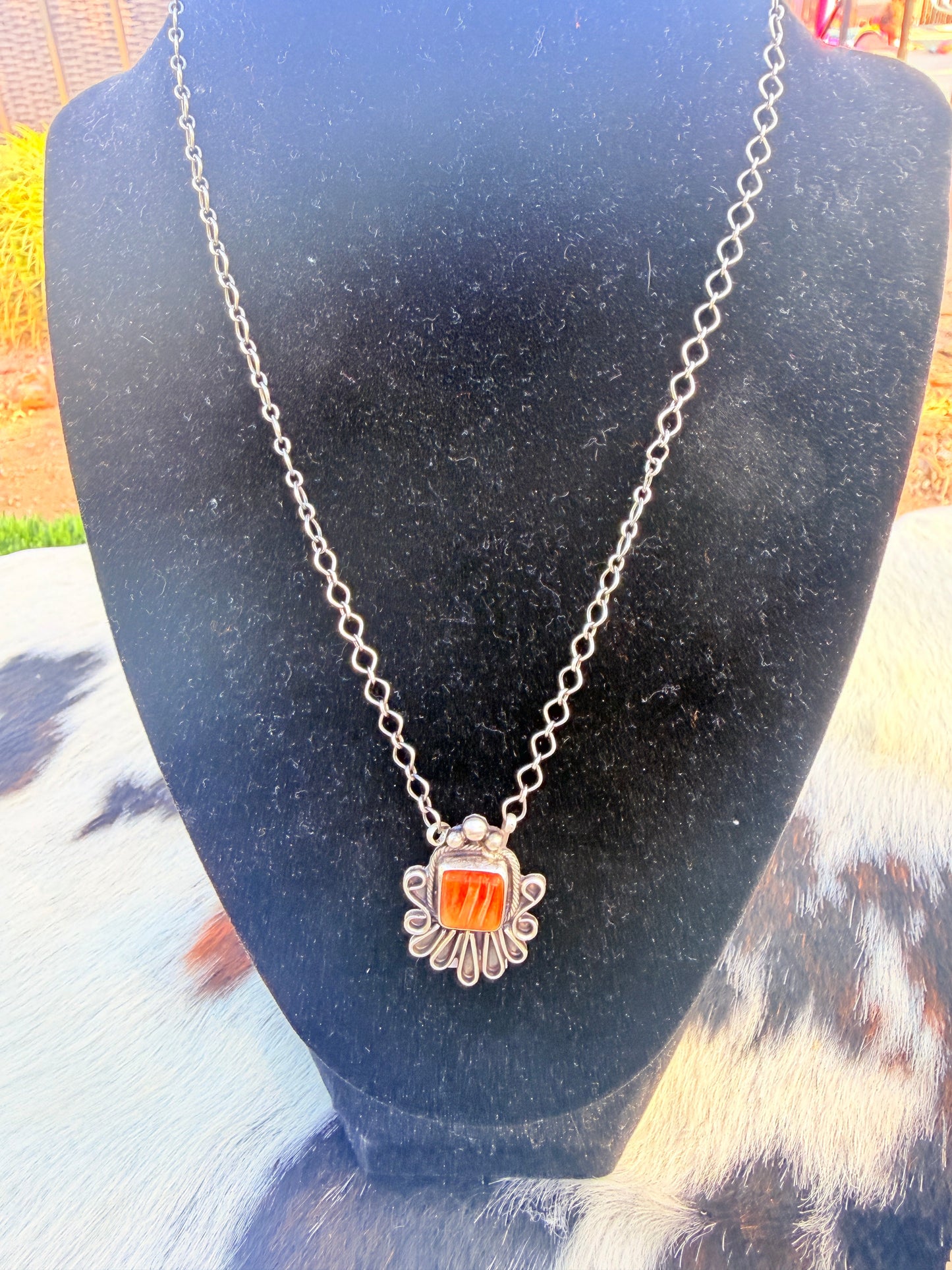 Handcrafted Spiny Oyster & Sterling Silver Necklace