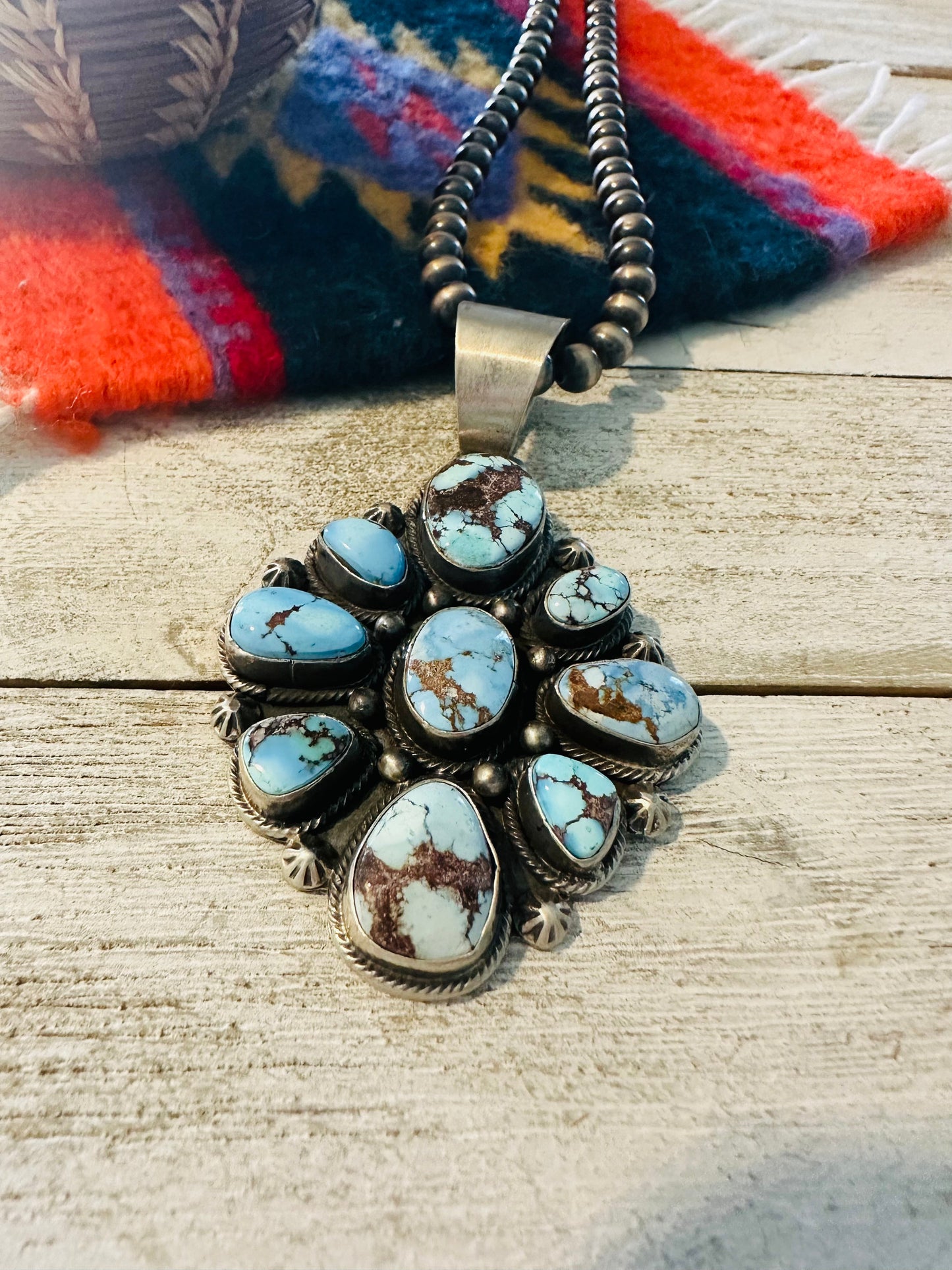 Handcrafted Golden Hills Turquoise & Sterling Silver Pendant