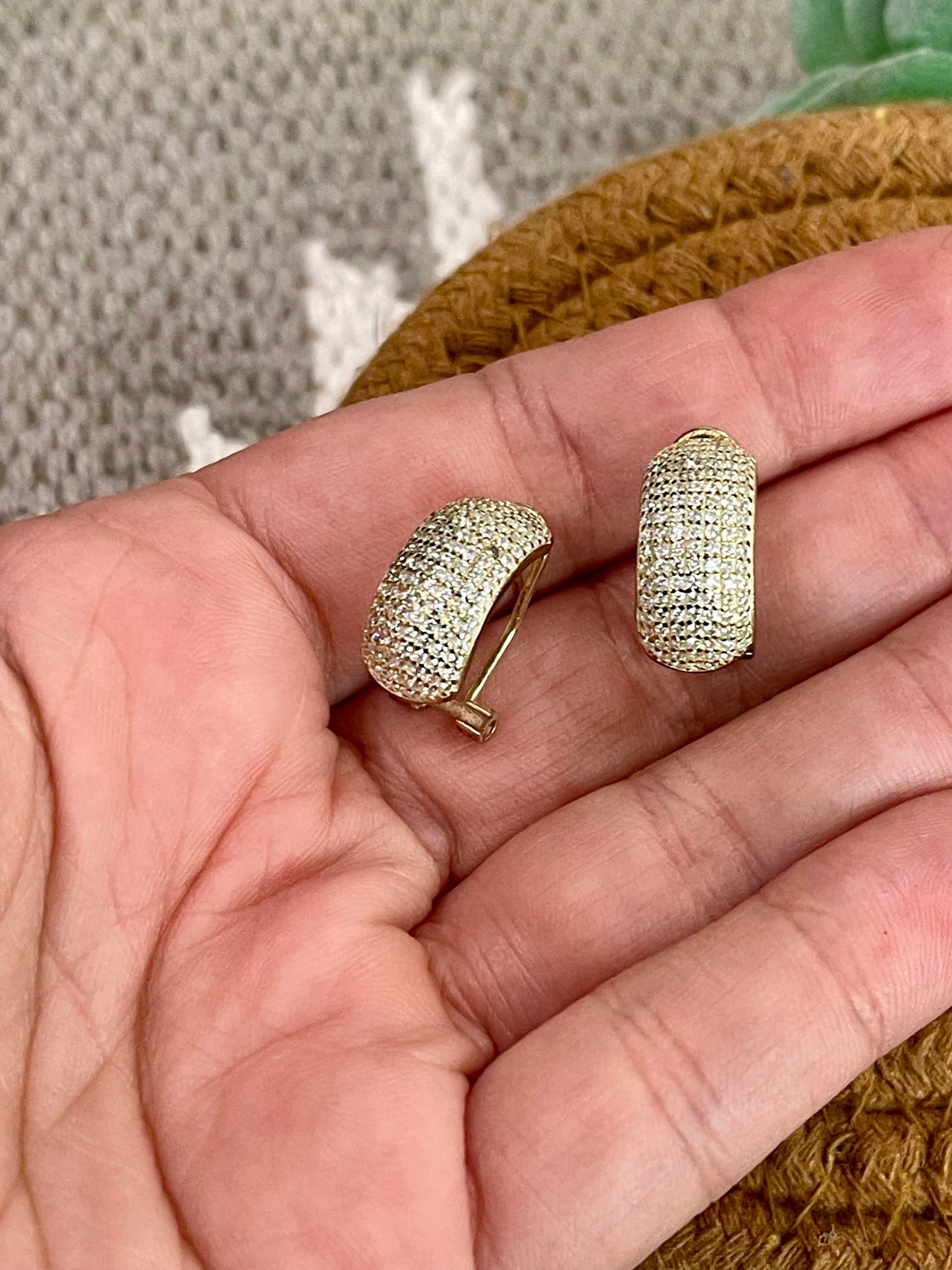 Vintage Gold Plated Half Crescent Earrings