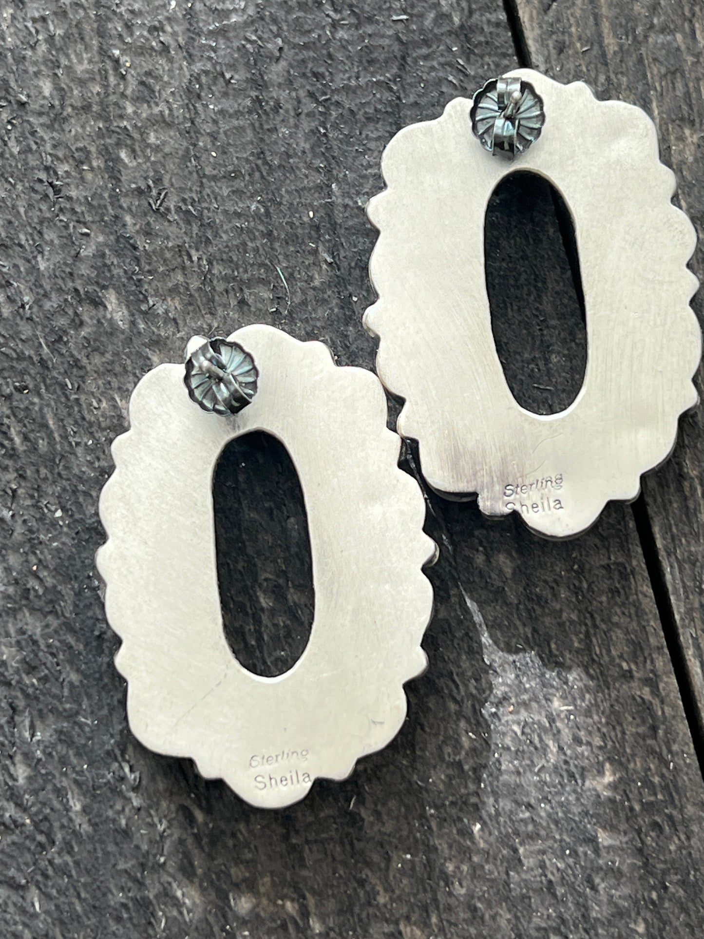 Handcrafted Sterling Silver and Whitewater Campitos Turquoise Cluster Necklace and Earring Set by Sheila Becenti