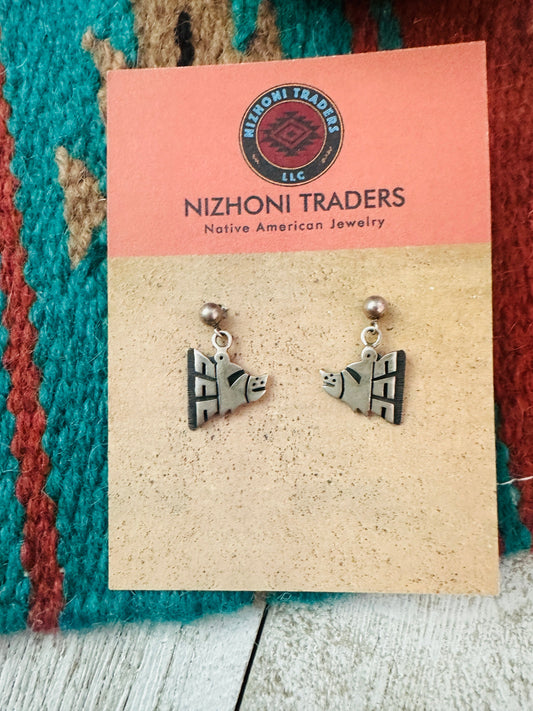 Handcrafted Sterling Silver Pig Dangle Earrings