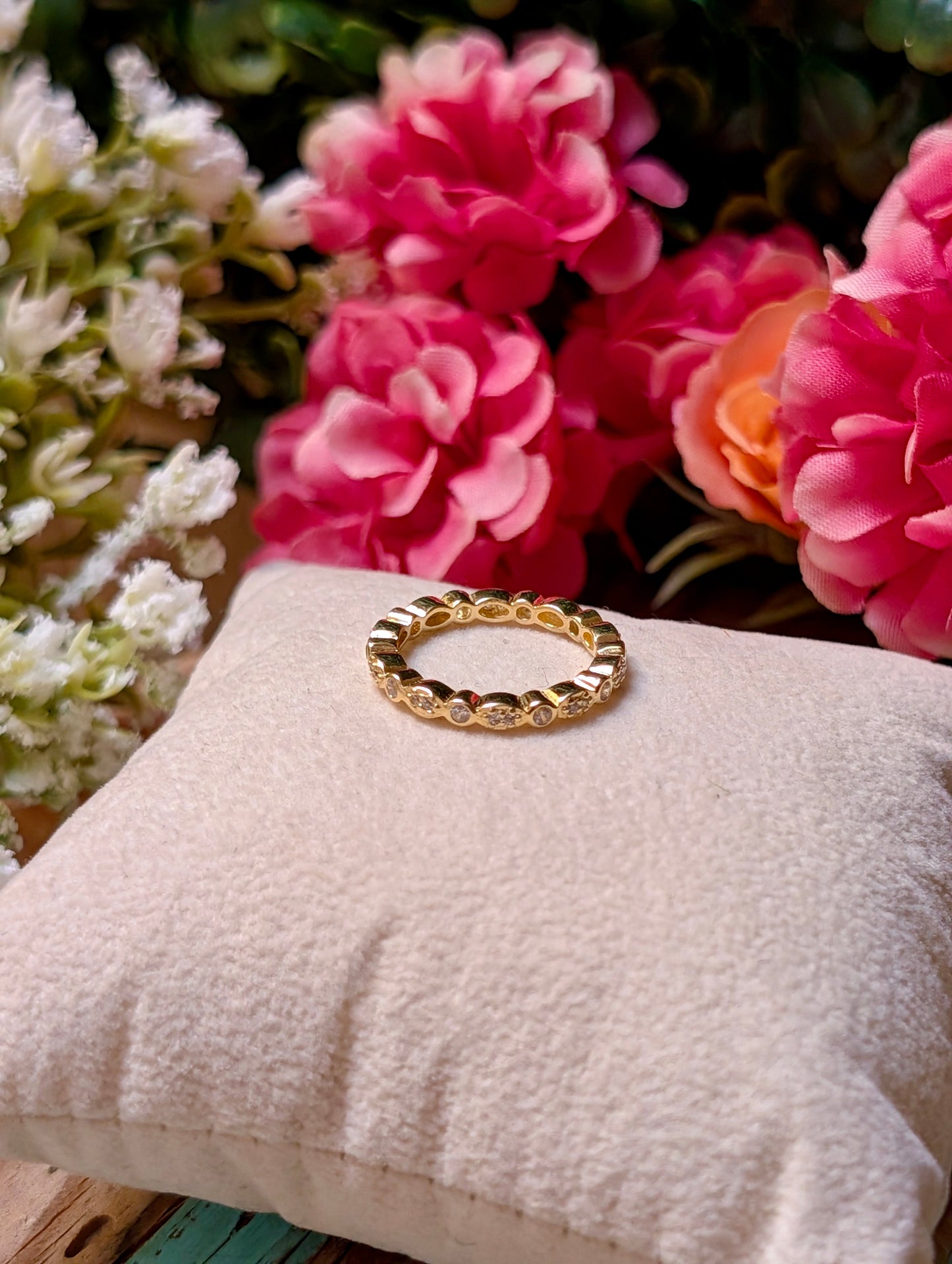 14k Gold CZ Bezel Band Ring