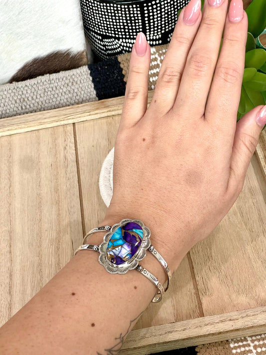 Handmade Purple Dream Mojave & Sterling Silver Cuff Bracelet