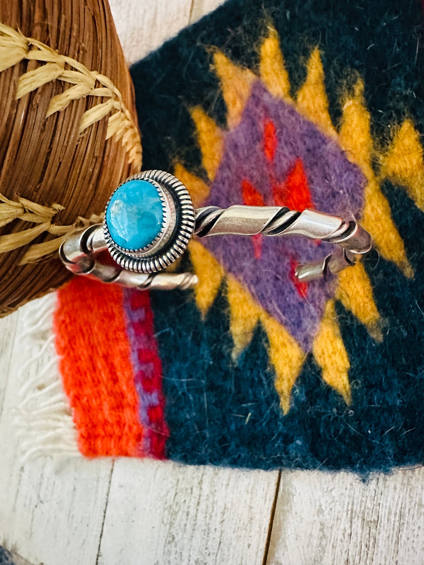 Handcrafted Sterling Silver & Kingman Turquoise Cuff Bracelet